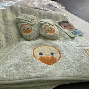 Hooded terry towel and booties
